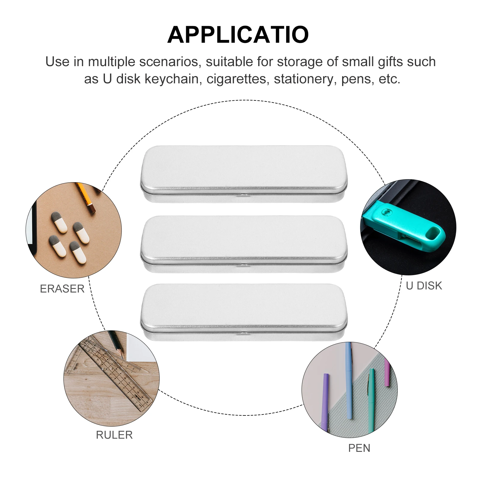 Tinplate Stationery Box Durable Practical Silver Curled Design Easy Use Gift Small Pencil Case Pen Storage Multi Functional