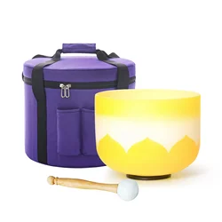 Hye-eun 10 inch 440/432hz Lotus Crystal Singing Bowl Solar Plexus Chakra Bowl with Rubber Mallet Sound Bowl for Meditation
