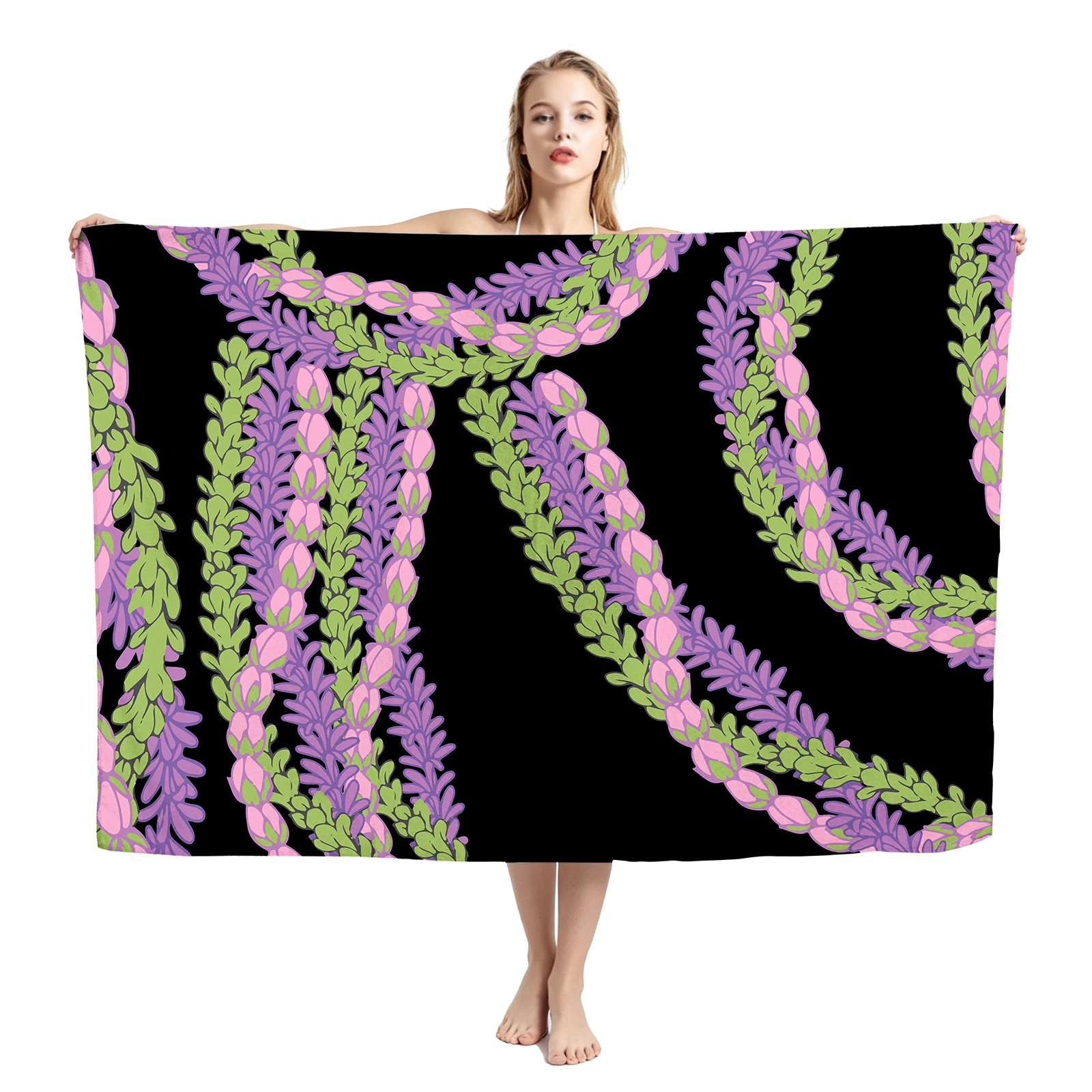 Upscale Fashion Design Tropical Pattern Lavalava Hawaiian Beach Party Sarongs Hibiscus Tapa Fiji Tribal Printing Elegant Sarong