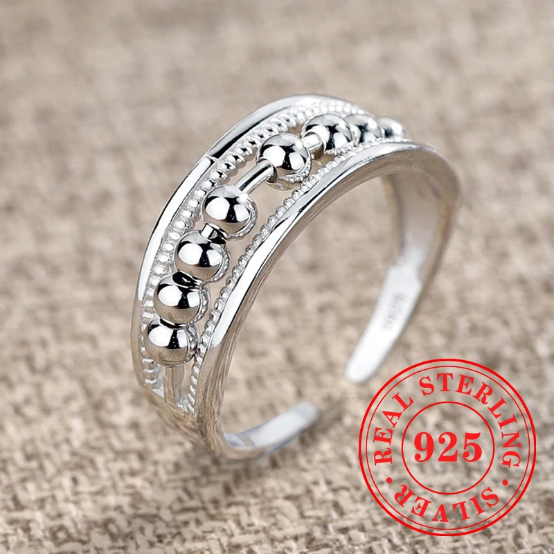 Huitan Novel Rings with Mini Balls Interesting Fashion Funny Accessories for Women 925 Sterling Silver Aesthetic Party Jewelry