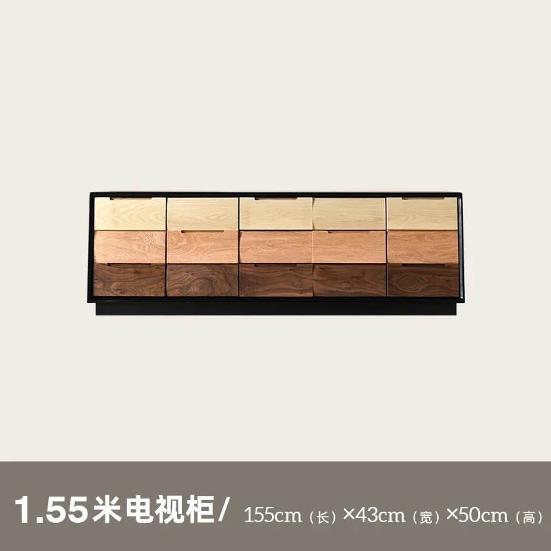 High floor TV cabinet combination North American black walnut simple floor cabinet small apartment with drawers