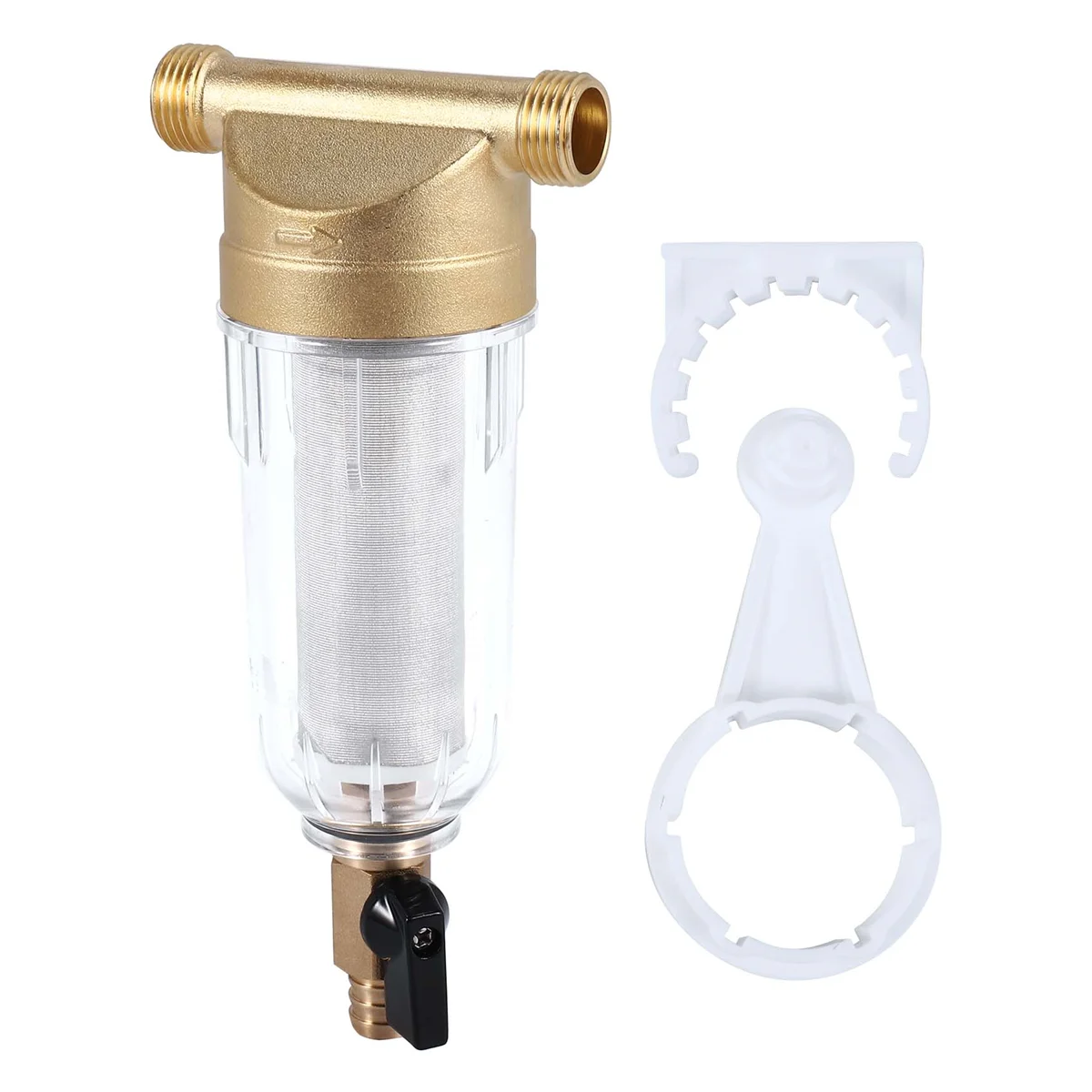 4 filtros de água de boca dividida purificador frontal cobre chumbo pré-filtro retrolavagem remover ferrugem contaminante sedimentos tubo