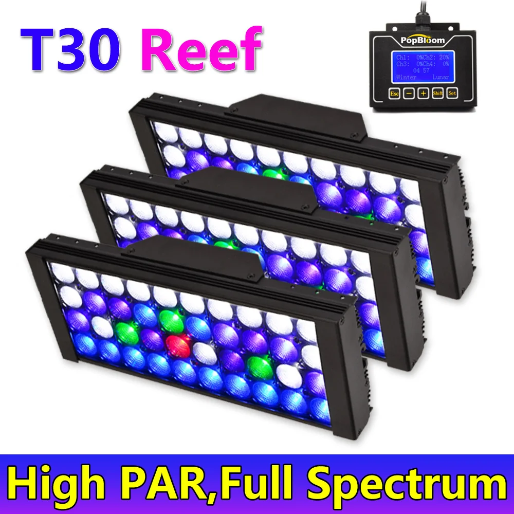 

PopBloom-High PAR Marine Aquarium LED Light Saltwater Full Spectrum Light for LPS,SPS,Seawater Reef Growing Fish Tanks,120-180cm