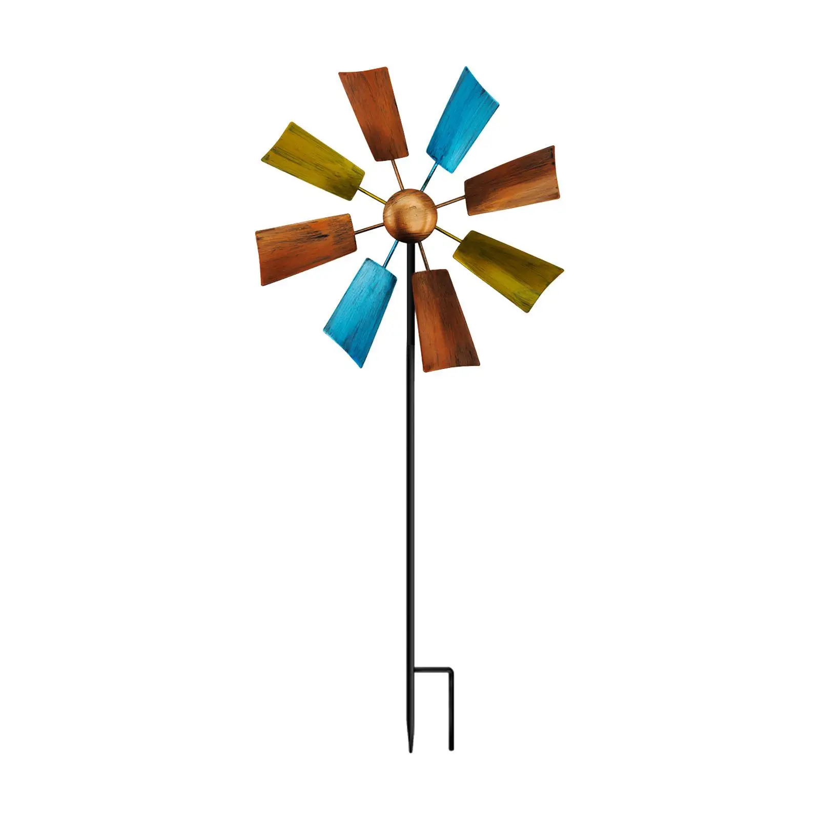 Windmill Flower Garden Kinetic Wind Spinner Wrought Iron Outdoor Decoration Gift for Backyard Patio Lawn
