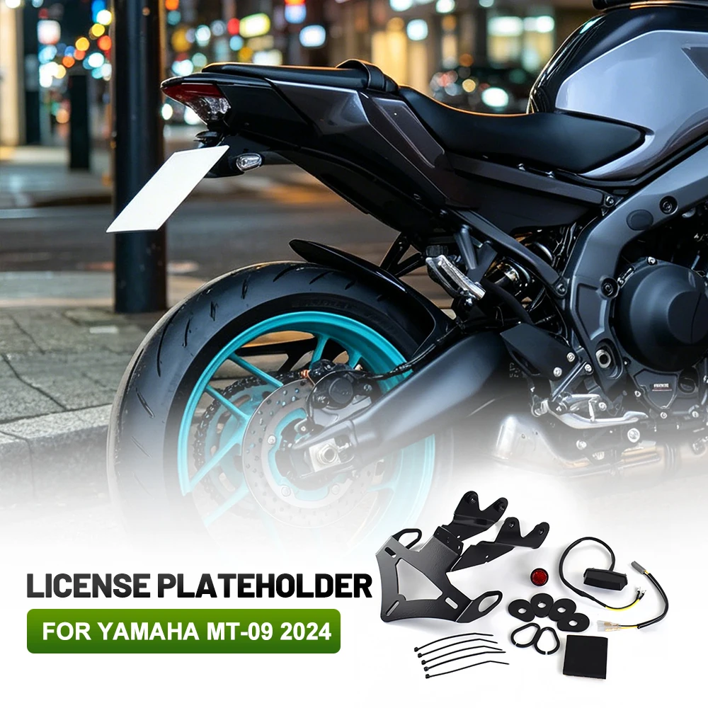 Fit For Yamaha MT-09 2024 Motorcycle Short Tail License Plate Holder With LED Light Fender Eliminator Bracket