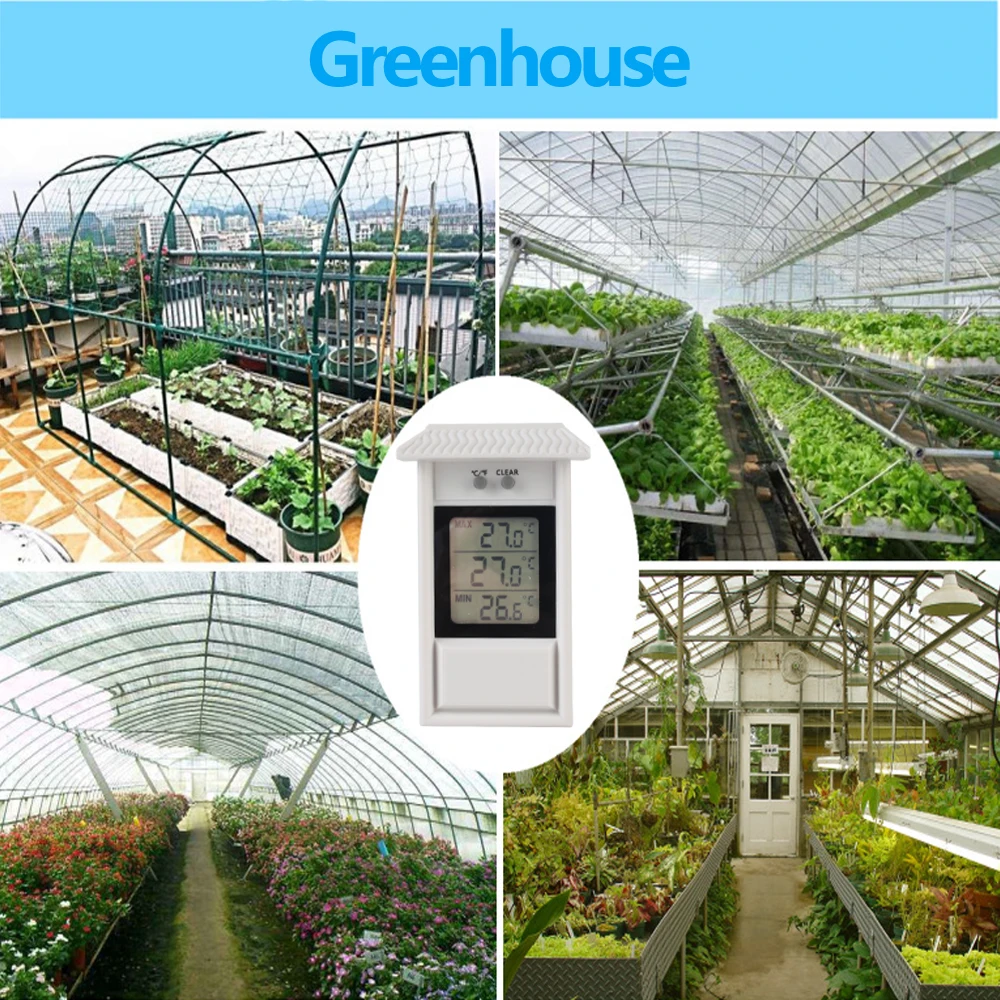 Indoor Outdoor LCD Electronic Thermometer for Home Garden Greenhouse Digital Display Screen Max Min Gauge Weather Sensor