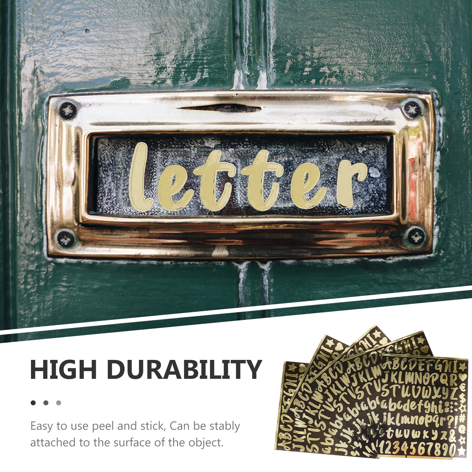 

10 Sheets Alphanumeric Stickers Gold Letter Mailbox Numbers Outdoor Crafts Peel Stick Reflective Doorplate Decals