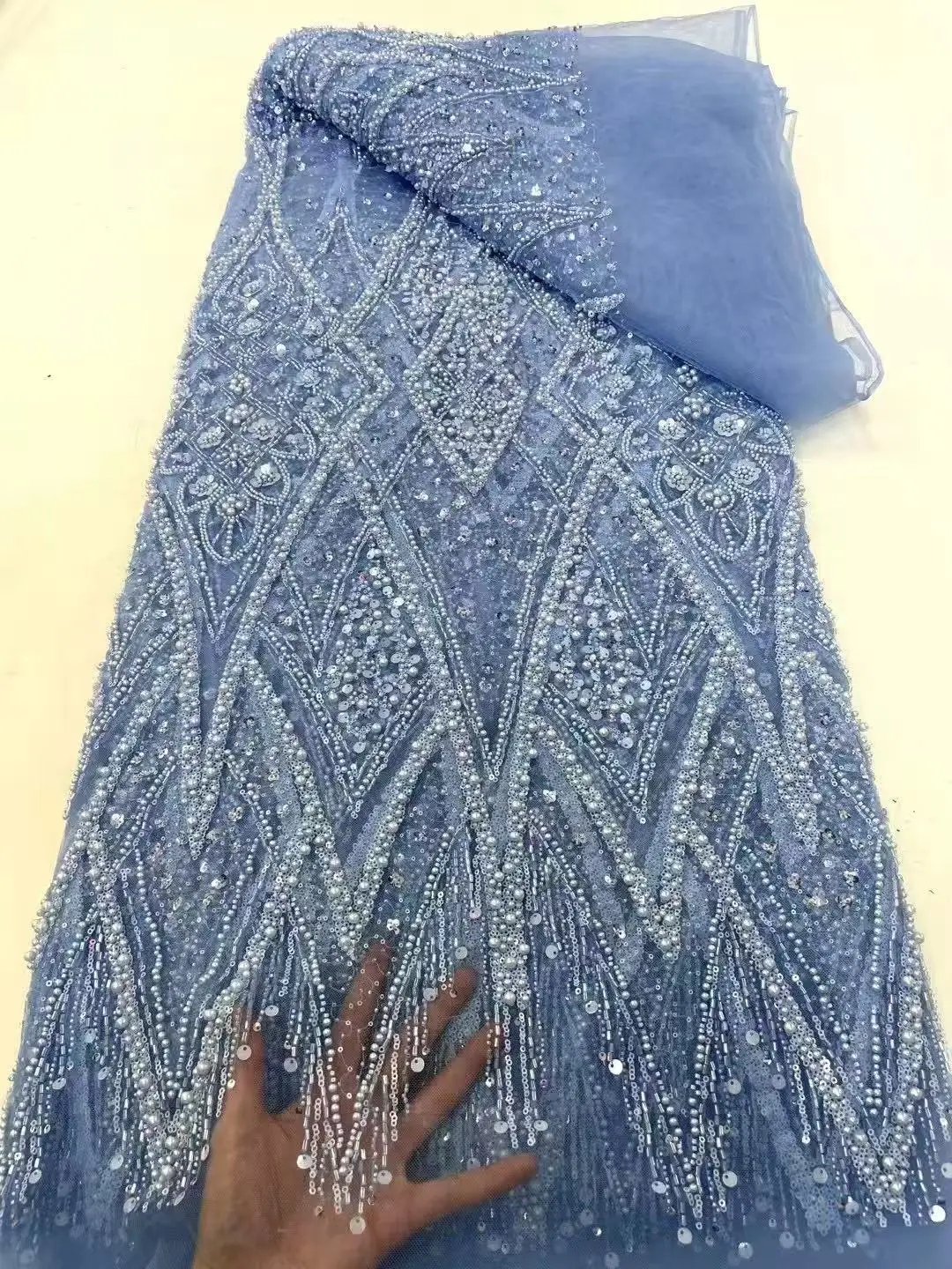 

Brown High-End Luxury French Embroidery Heavy Groom Lace Fabric African Nigerian With Sequin Fabric For Wedding Dress Party