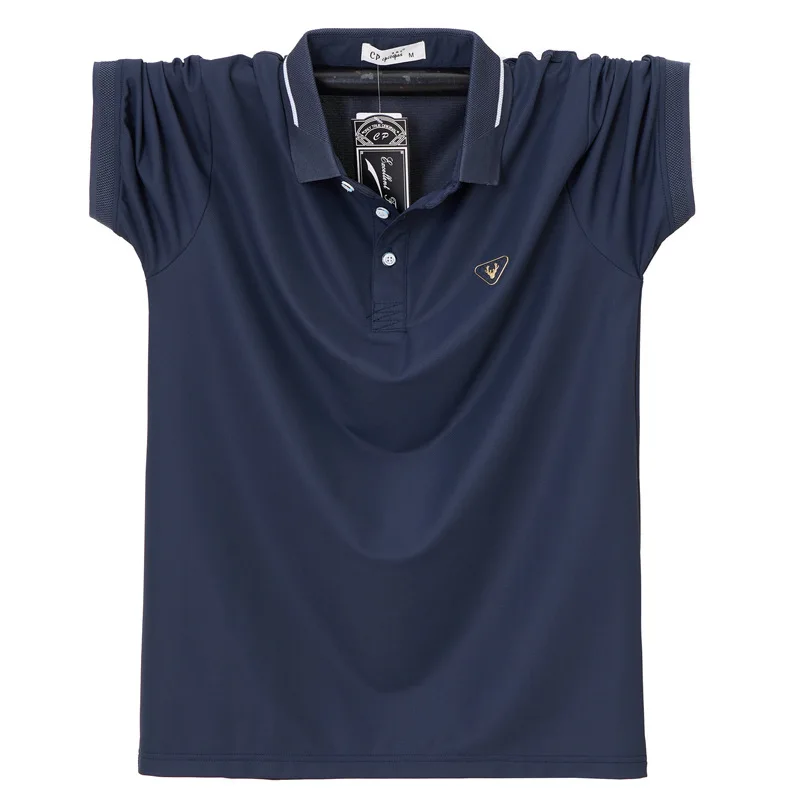 Men's polo shirt New spring and summer models Fashionable solid color men's lapel short-sleeved polo shirt Large size 6XL 7XL