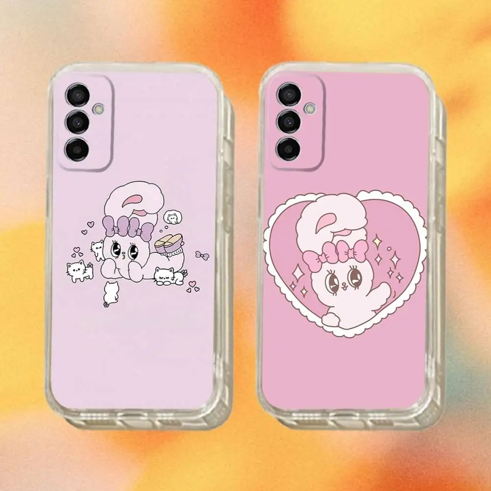 

Cute E-Esther B-Bunny Phone Case For Samsung S24,30,21,22,23,20 FE,lite,PIus,Ultra,5G,Note,9,10 Transparent Cover