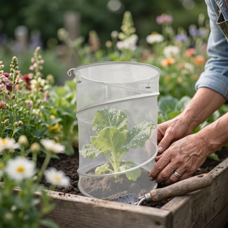 Portable Garden Plant Protector Mesh Pop-up Cover Breathable Vegetable Netting Anti-Bird Insect Shield for Outdoor Seedling Bed