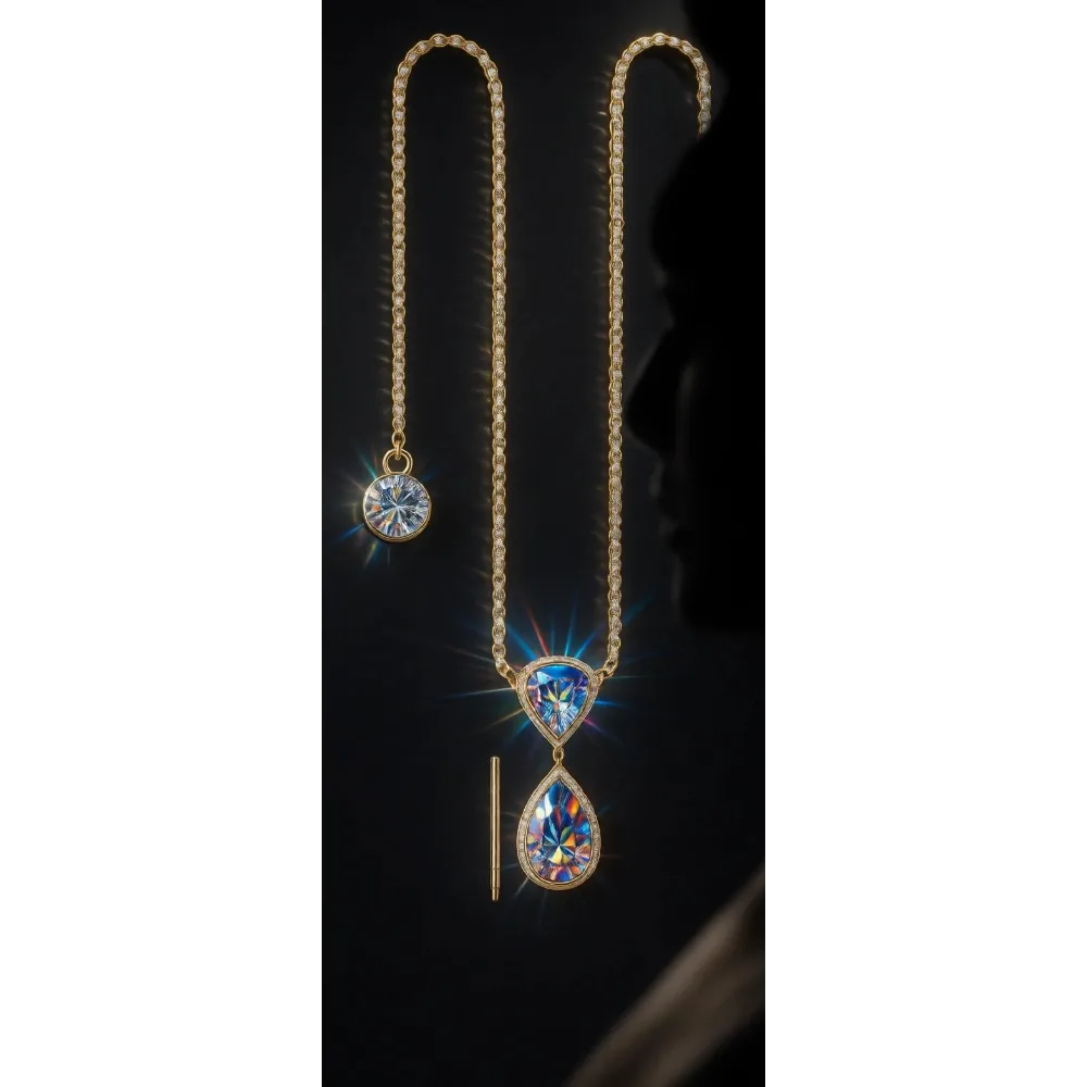 

Серьги-протяжки с муассанитом, стерлинговое серебро, 1 карат, цвет D-E, позолота 18K, гипоаллергенные, подарочная коробка