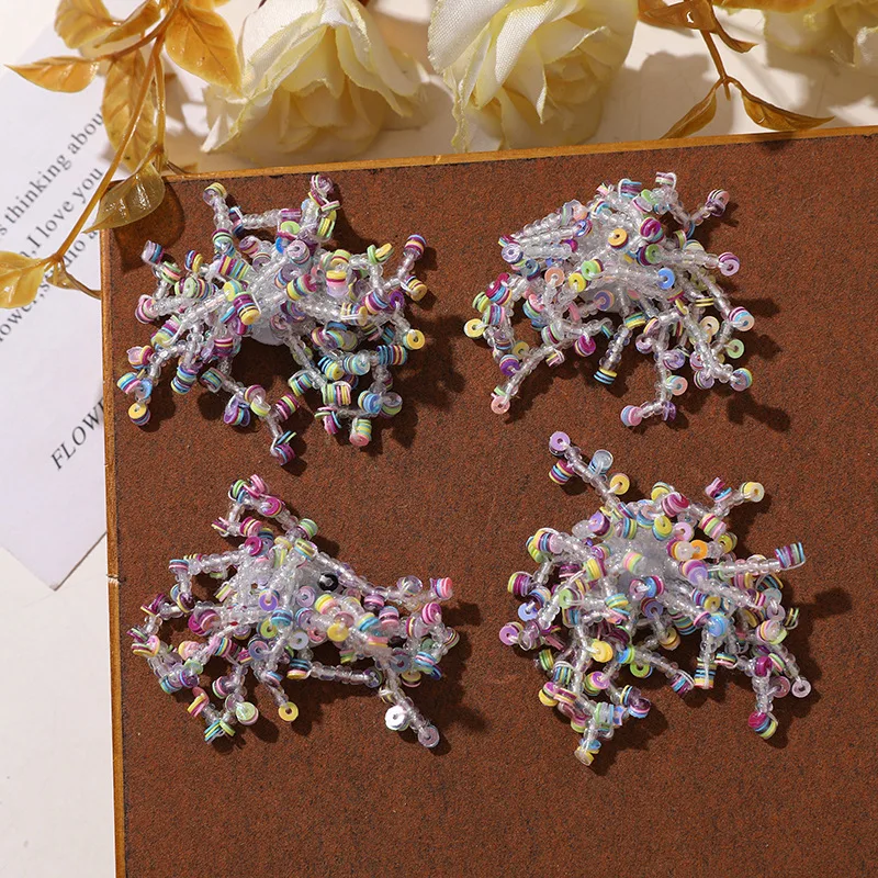 Shoe Charm 1 Piece Colorful Tassel Sequin Beaded Flower DIY Versatile Clogs Crystal Shoe Decor for Women Summer Gift