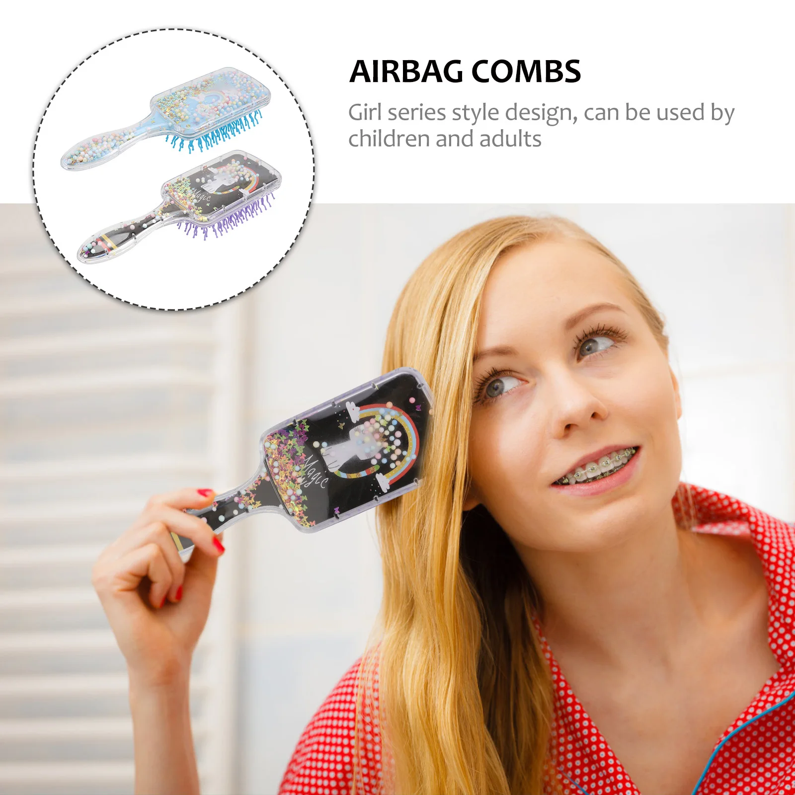 

2pcs Airbag Combs ABS Lightweight Portable Comfortable Travel Hair Salon Use Eliminate Knots Massaging Scalp Daily Care Cartoon