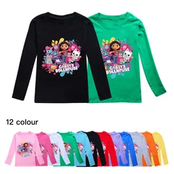 Camisetas Gabby Doolhouse T Shirt Kids Gaby Chat Clothes Baby Girls Long Sleeve Tops Boys Pure Cotton Soft Comfortable T-shirts