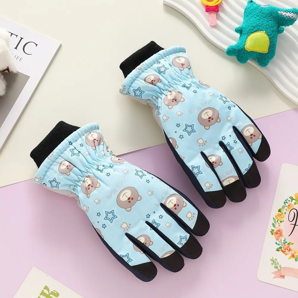 

Новые лыжные перчатки с милым медведем, плюшевые водонепроницаемые зимние перчатки, морозостойкие ветрозащитные перчатки с длинными пальцами, осень и зима