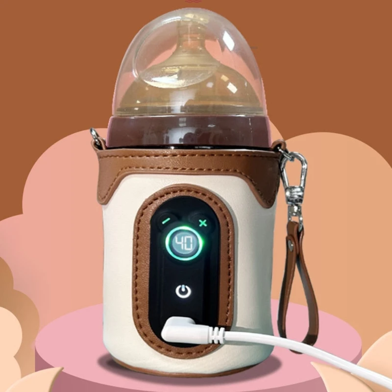

USB Baby Bottle Warmer with Display Panel, Portable Warming Sleeve for Home Feeding and Travel Bottle Care Daily A2UB