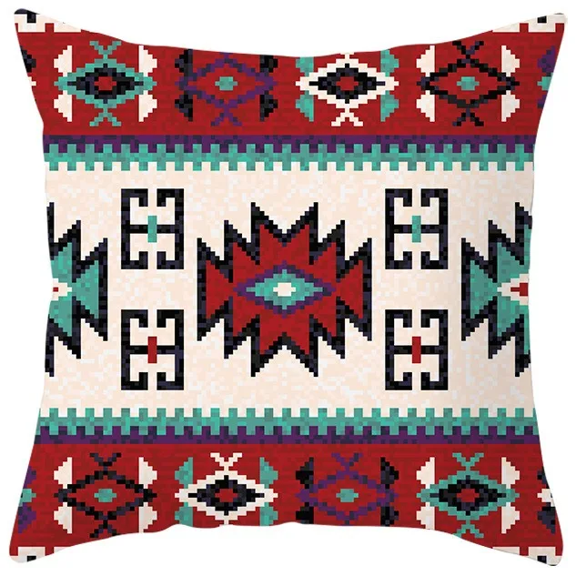 Bohemian Ethnic Geometric Cushion Cover Peach Skin Soft Throw Pillowcase Room Sofa Home Decor Tribal Diamond Pillow Case 1PC