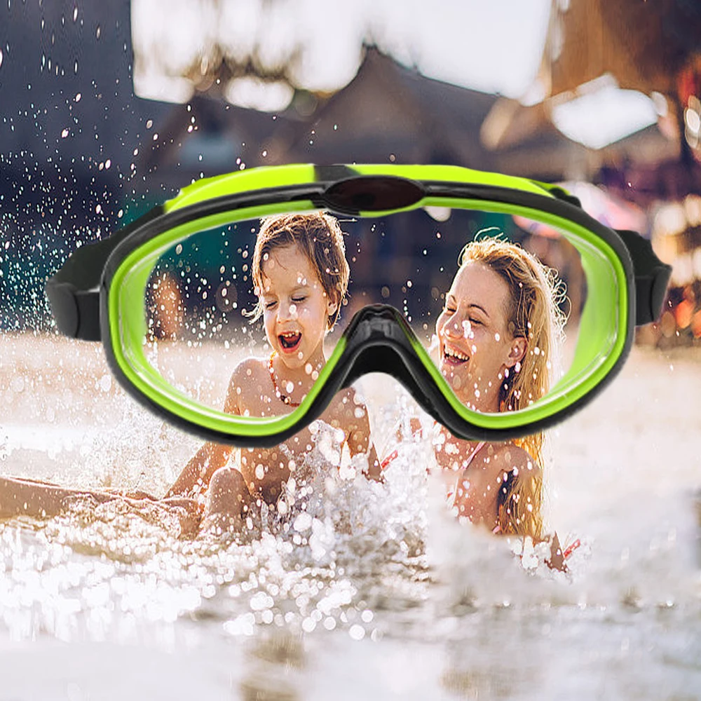 Waterproof Silicone Swimming Goggles for Kids Big Frame HD Swim Glasses, Anti-Fog Eyewear Swim Accessories