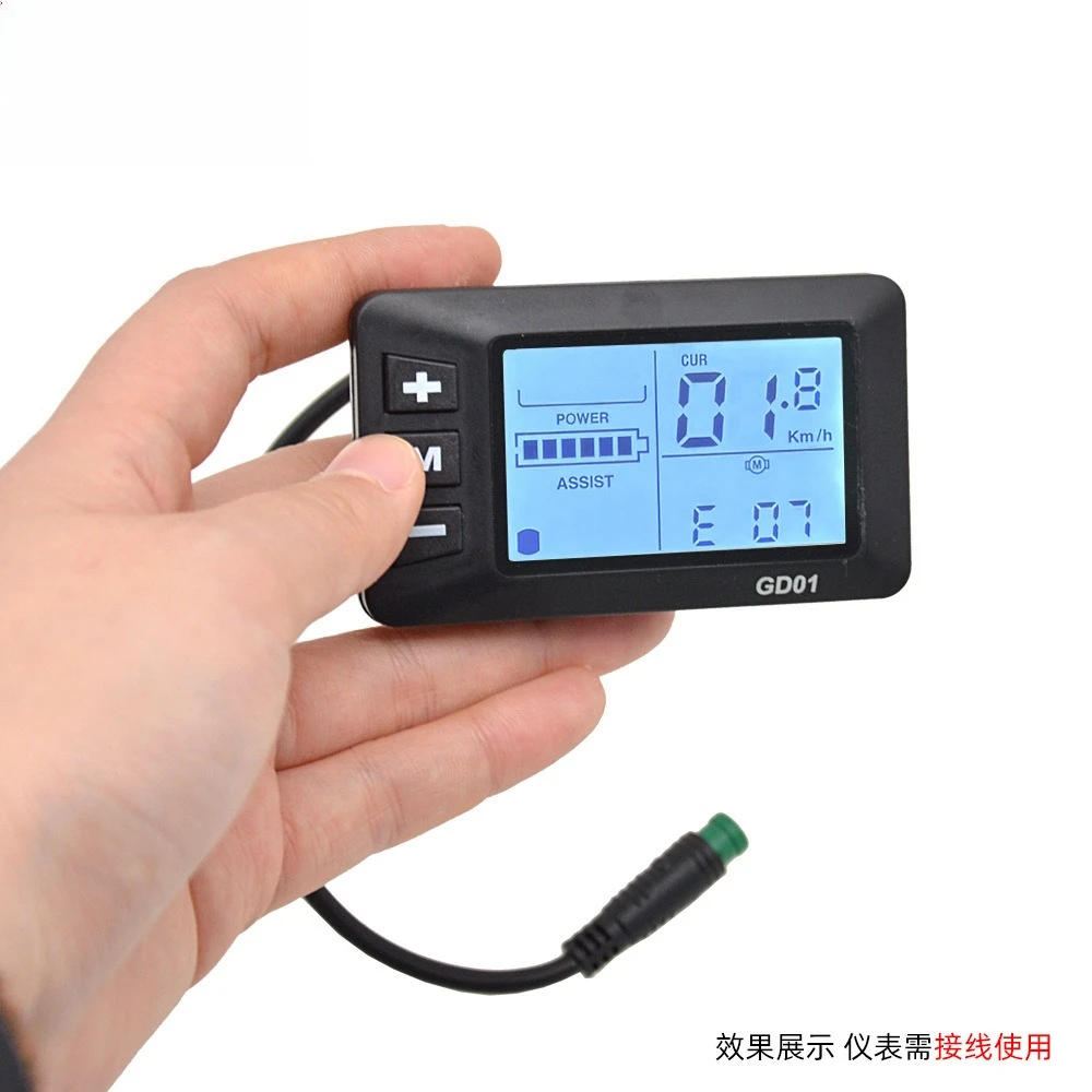 GD01 LCD Dashboard 5-Core Waterproof Connector for 24V/36V/48V Lithium E-Bike Modification Display Meter