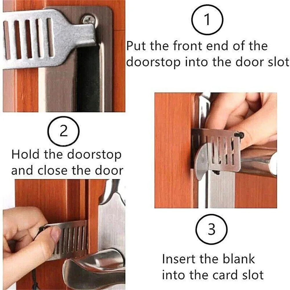 Safety Anti-theft Door Blocker Portable 8cm Stainless Steel Safe Security Tool For Home Privacy Hotel Travel Door Lock Stopper