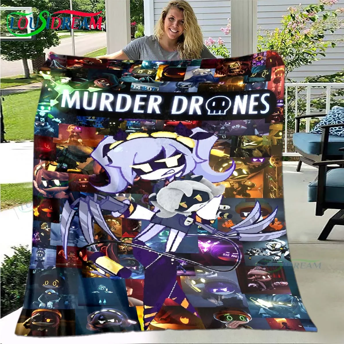 Hot Cartoon Murder Drone Flannel Adult and Children Blanket Sofa Bed Decoration Blanket Portable Blanket Bath Towel Gift