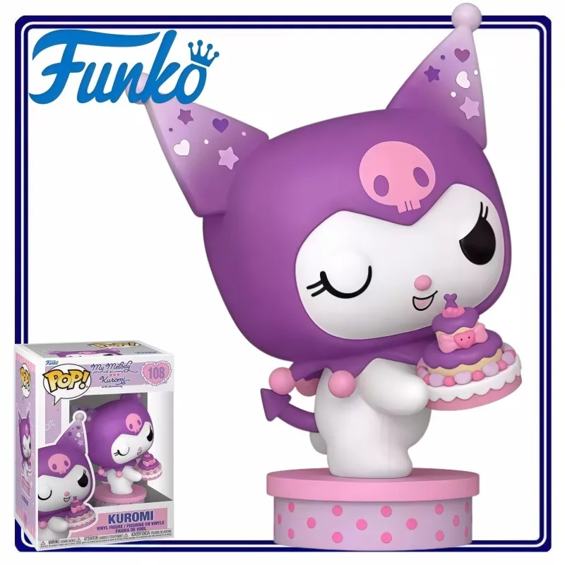 Figura Coleccionable de Vinilo Funko Pop Sanrio Kuromi con Pastel de Cumpleaños, Decoración para el Hogar u Oficina, Mercancía de Anime, Regalo para Fans