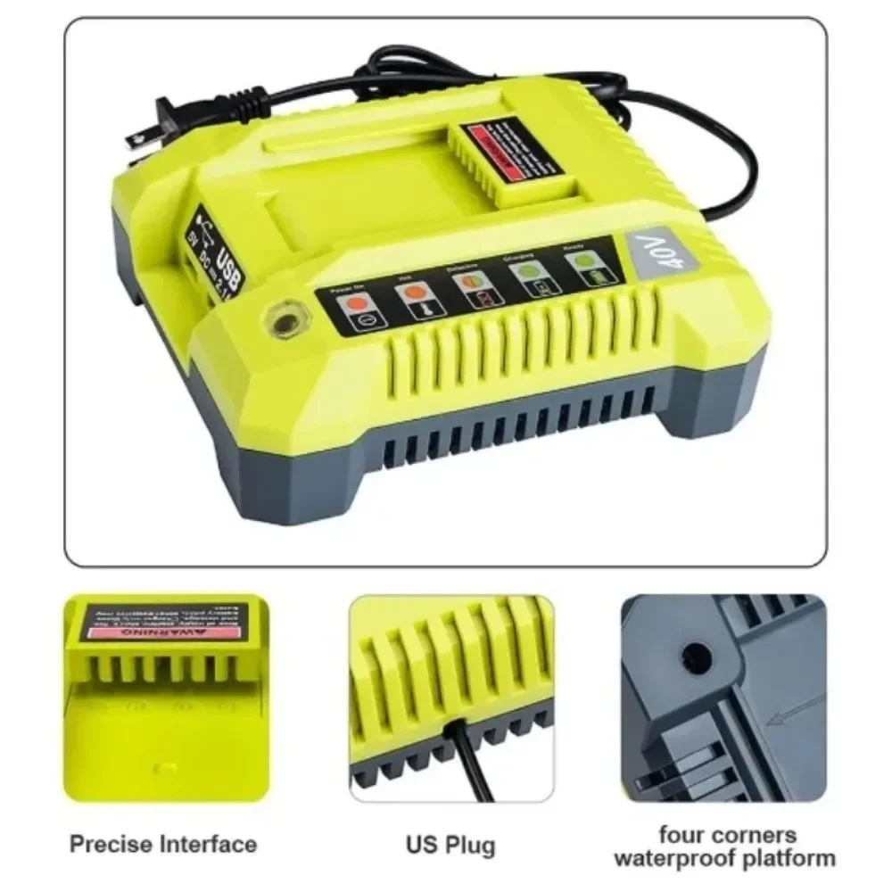 شاحن بطارية Ryobi-Lithium-ion ، 40 فولت ، OP4050A ، OP4015 ، OP4026 ، OP4030 ، OP4040 ، OP4050 ، OP400A ، OP403A ، ZROP401