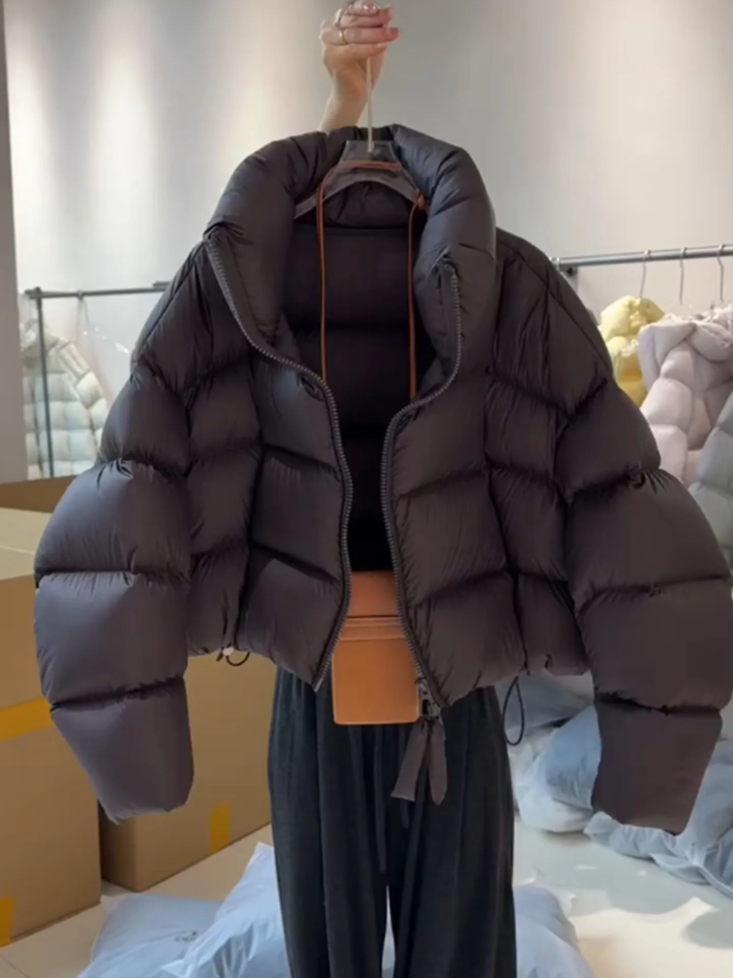 

Sli ort Puffer Jaet Women's Bla Foamy down Coat Winter Thi Outerwear Korean Sle Regular Fit Commute Faion