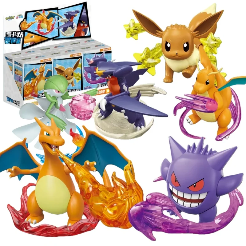 Keeppley Pokemon-gevecht! Serie Bouwsteenspeelgoed Dragonite Garchomp Gardevoir Charizard Gengar Eevee Action Assembly Model Toys