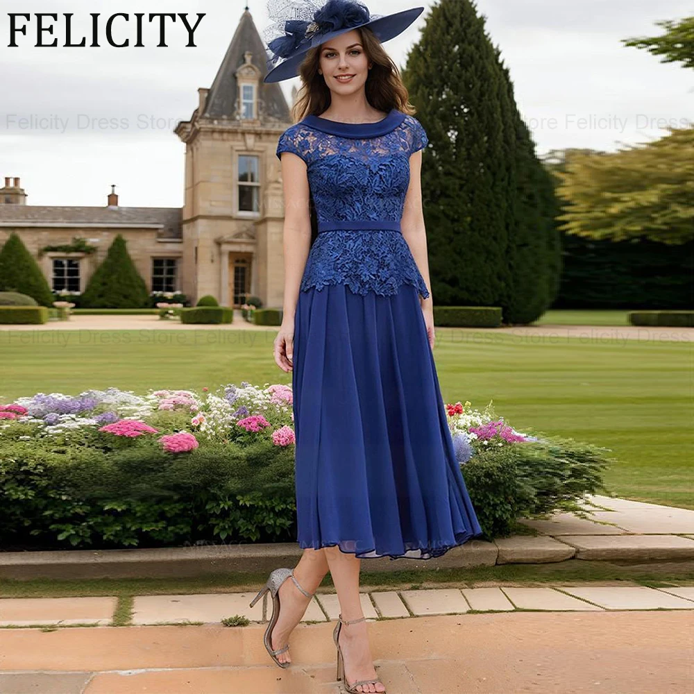

FELICITY Customized Elegant Mother of the Bride Dresses 2025 A-Line Scoop Lace Chiffon Wedding Guest Dresses Prom Evening Gowns