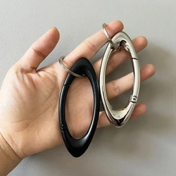 Rock Oval Solid Belt Buckle Spring Snap Carabiner Keychains Hooks Clip Purse Shoulder Strap EDC FOB Car keyring Grunge DIY