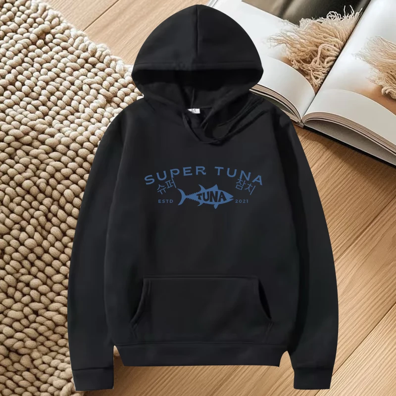 

Kpop Korean Jin Super Tuna Fish classic graphic hoodie men ’s women vintage Long sleeve streetwear print oversized hoodie unisex