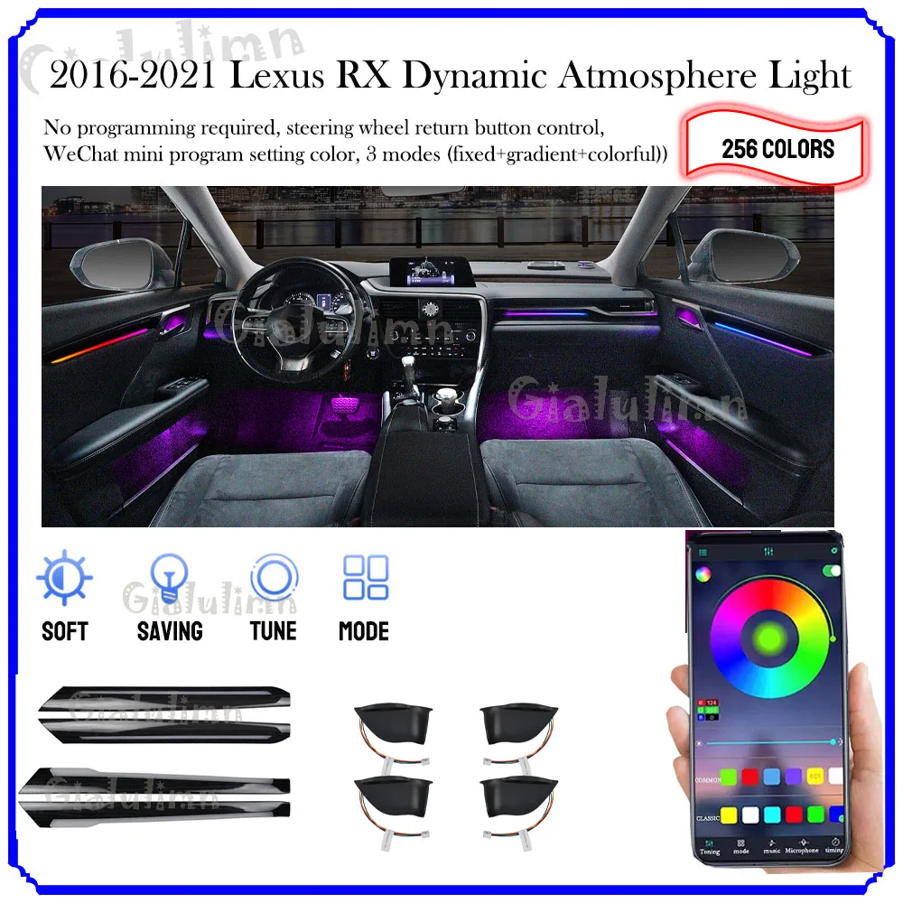 Gialulimn Led Ambient Light for RX RX200t RX300 RX450h RX350 2016-2021 backlight Dashboard Door Atmosphere Lamp Interior