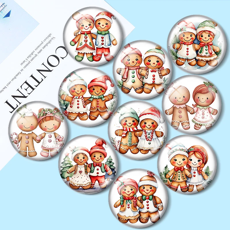 Gingerbread Boy And Girl 12/18/20/25mm glass cabochon  bracelet pendant rings for jewelry demo earrings back Making findings