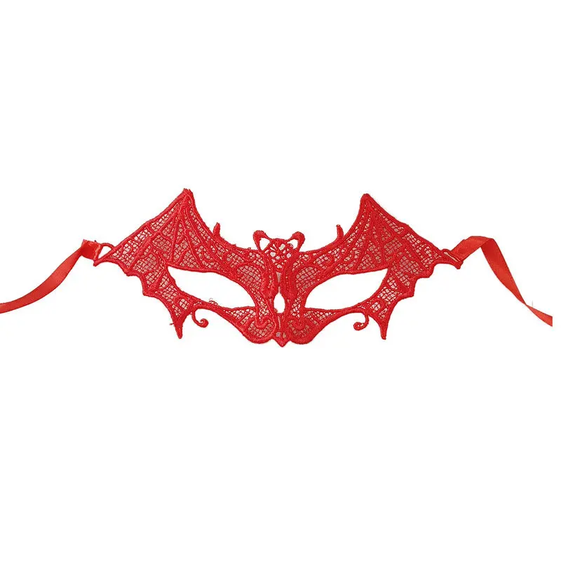 Black Lace Sexy Mask Bat Mask Eye Mask Face Covering Mesh Halloween Headwear Accessories Party Props
