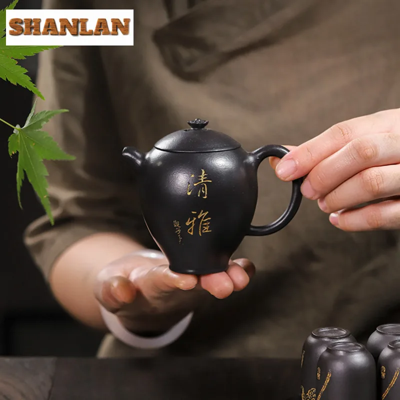 150ml Exquisite Yixing Purple Clay Teapots Artists Handmade Smell Pot Raw Ore Stone Yellow Mud Kettle Chinese Zisha Teaset Craft