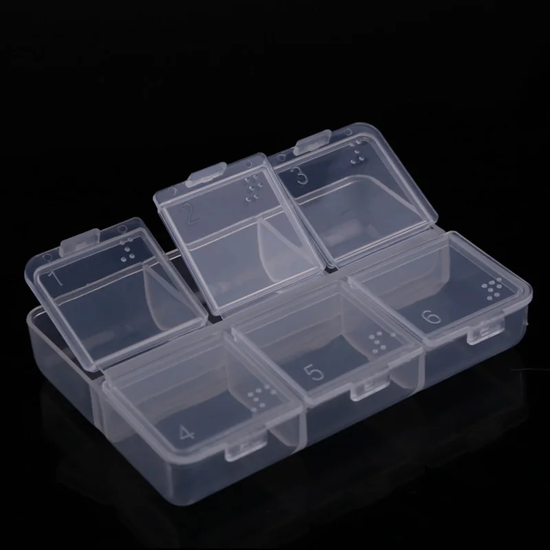 Mini Portable Pill Organizer Case 6 Cells Weekly Medicine Pill Box Tablet Pill Storage Case Container Braille Divider Drug Box