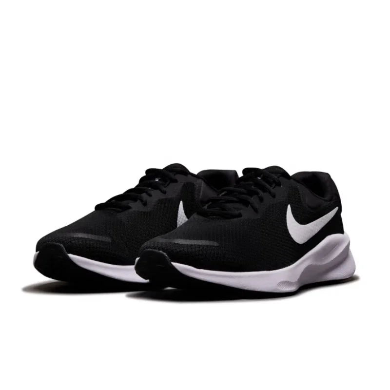 

Nike's New Soft Fabric Lightweight Cushioning Outdoor Running Shoes for Men Revolution 7 Foam Midsole Soft Sole Wear-Resistant Training Fitness Light Running Shoes Versatile Color Black and White Simple Design Casual Sports Shoes Must-Have Model Fb8501-00