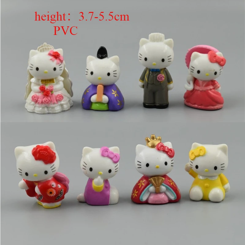 

8pcs/set Sanrio Anime Action Figure Kawaii Cute Hello Kitty Cinnamoroll Doll Collectable DIY Cake Decorate Toys Gifts