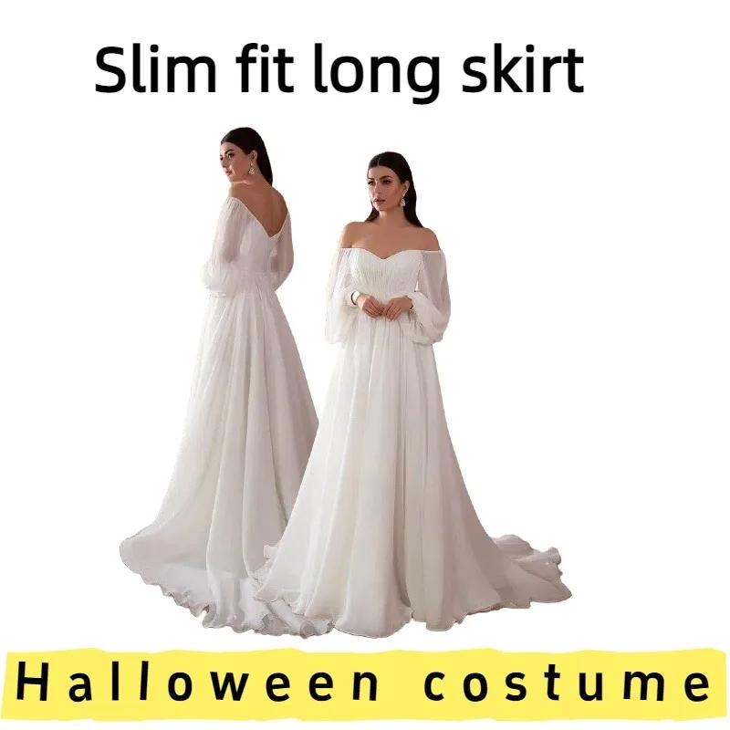 

European American Women's Off-the-Shoulder Formal Gown Slim Fit Long Dress for Proms Weddings Banquets Formal Events Evening