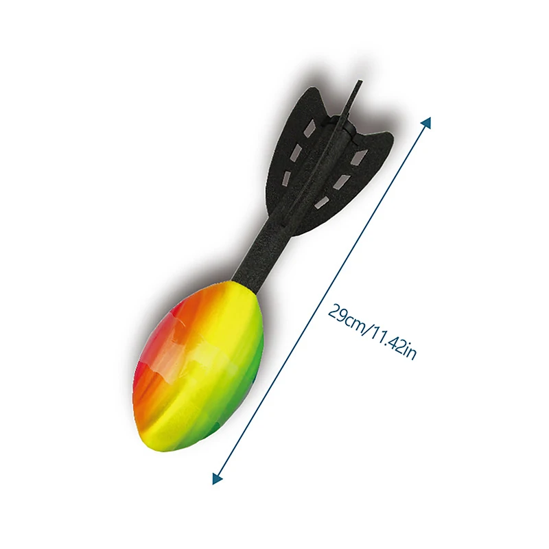 29cm arcobaleno schiuma spirale razzo calcio lancio a mano giocattolo all'aperto a lunga distanza freccette giocattolo integrativo divertente gioco di lancio