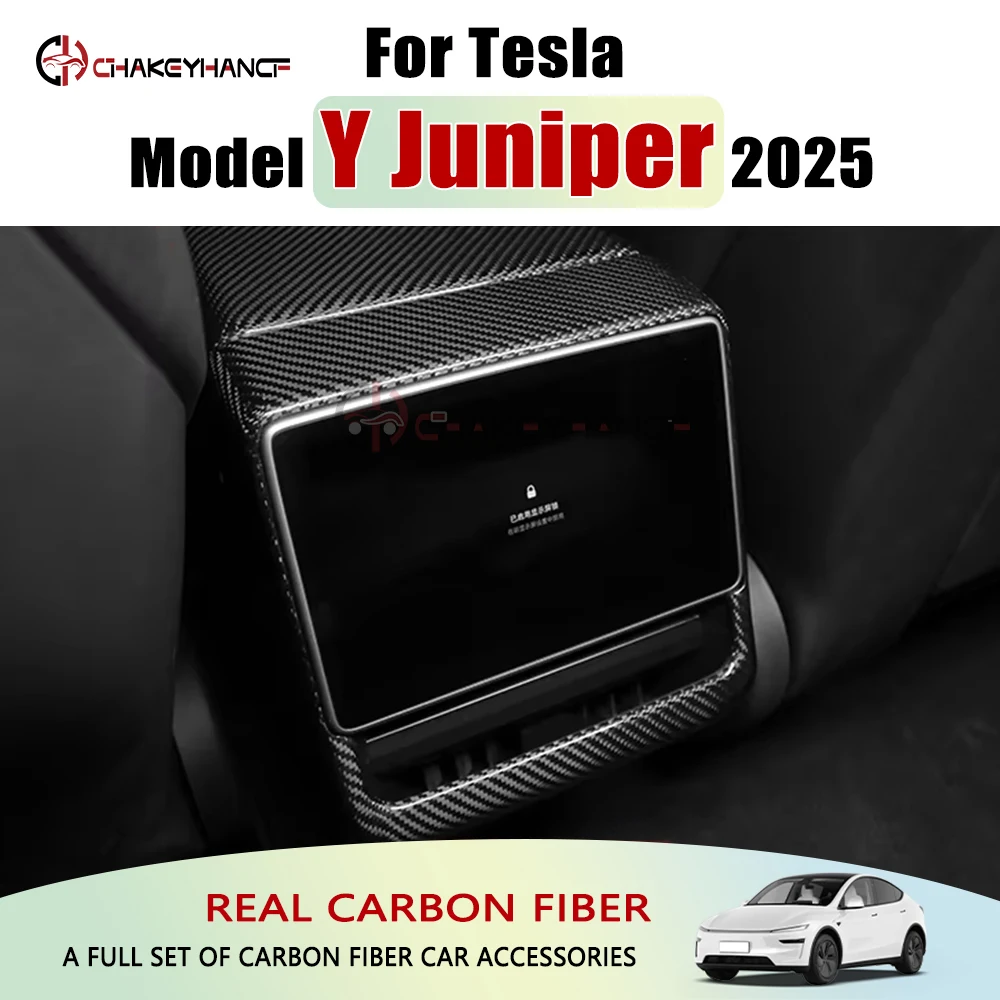 

Real Carbon Fibre Car Rear Air Outlet Display Frame Panel Trim Interior Accessories for 2025 Tesla Model Y Juniper