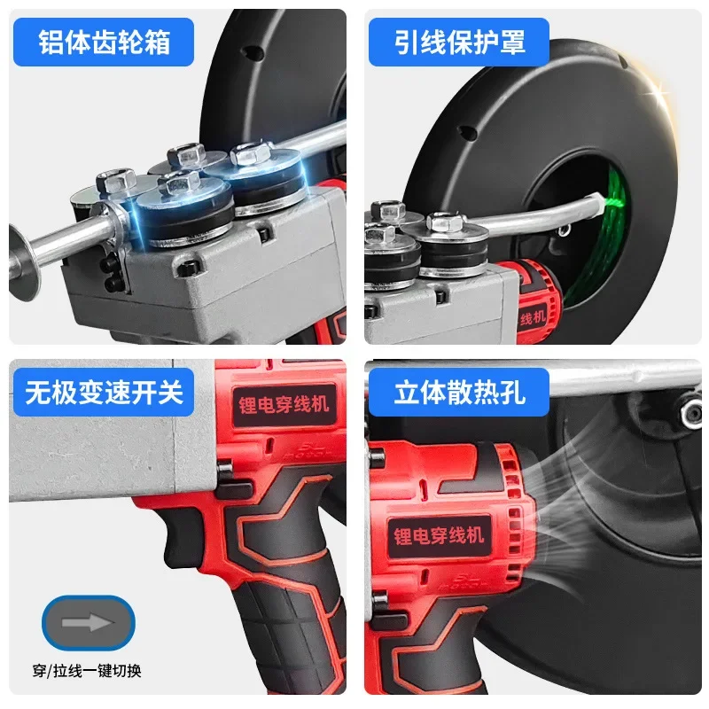 Threading machine, electrician wire pulling, multi-function electric perforation, automatic wire pulling, pipeline wiring