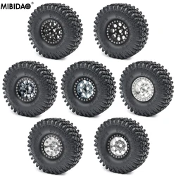 MIBIDAO 4PCS 1.9inch Beadlock Wheel Rims & Rubber Tire For 1/10 RC Crawler Axial SCX10 90026 90046 TRX4 D90 CC01