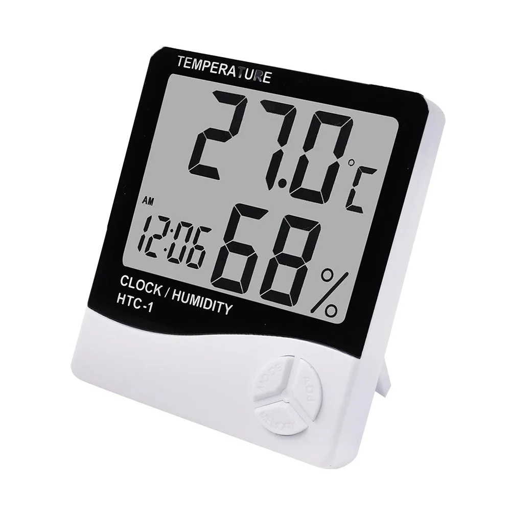 Digital LCD Hygrometer Thermometer HTC 1 HTC 2 Indoor Outdoor Temperature Humidity Monitor Weather Station Clock
