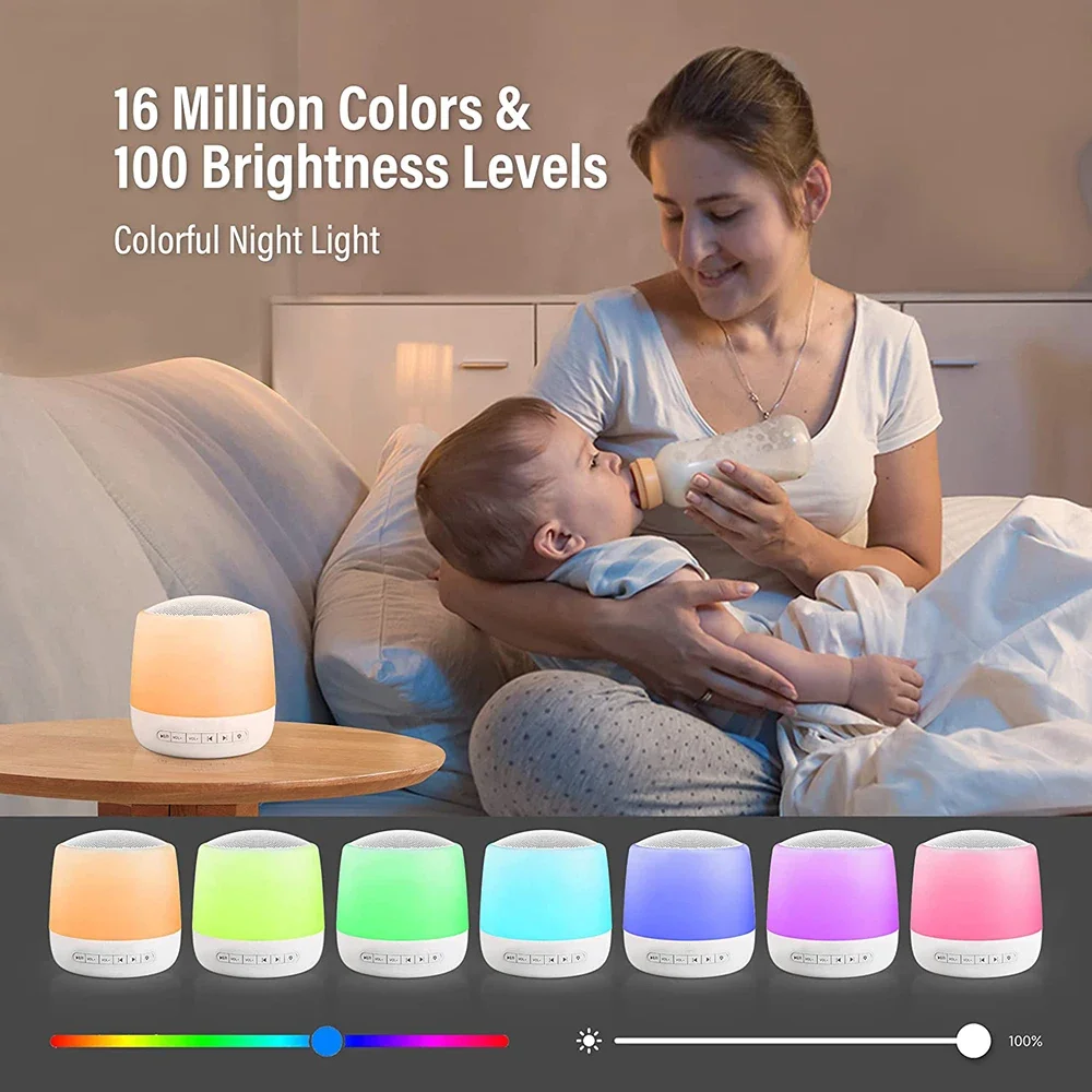 Baby Sound Machine White Noise Machine With Night Light 28 Soothing Sounds 32 Volume Levels Timer & Memory Function Night Light