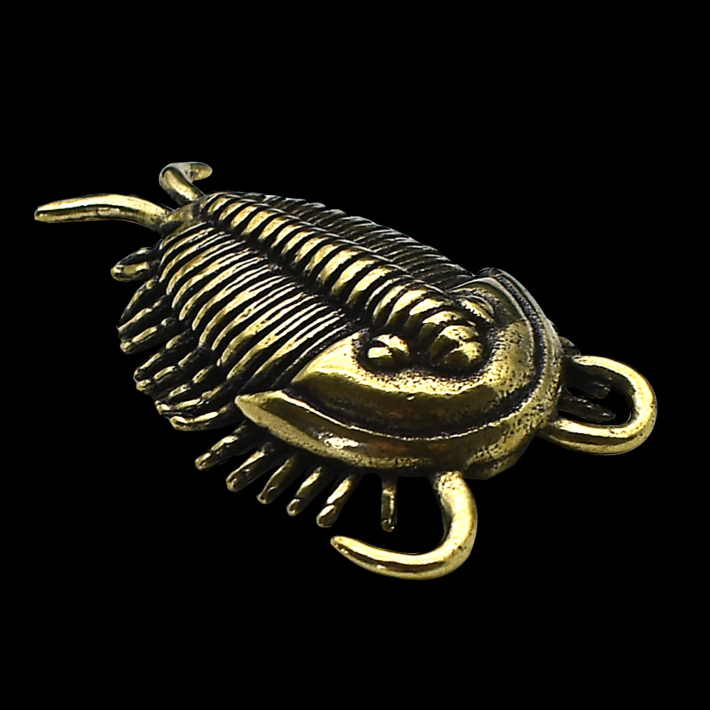 Vintage Brass Trilobite Figurine Fossil Animal Statue Retro Metal Desk Decor Home Office Collectible Ocean Life Gift
