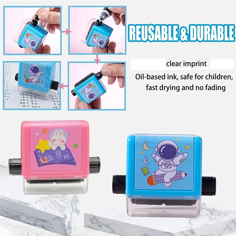 Math Roller Stamp - 4PCS Roller Digital Teaching Stamp(Addition, Subtraction, Multiplication and Division) ST