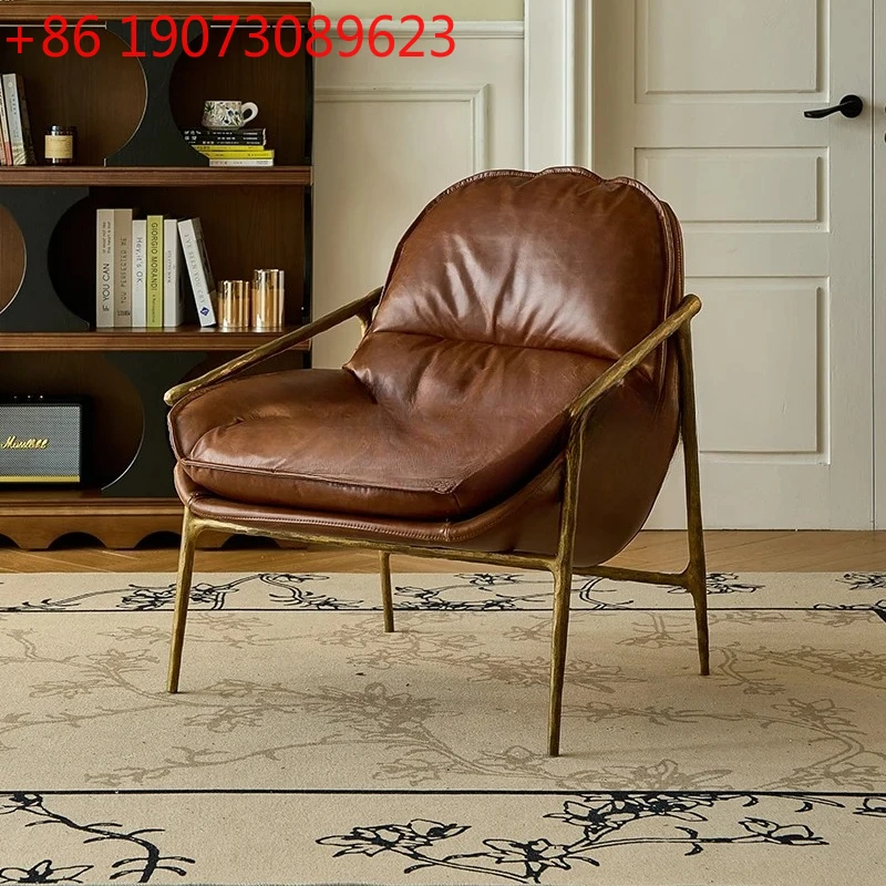 

French Retro Leather Sofa High-end